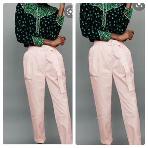 NWT Maje Women's Avec Ceinture Rose Pale Pink Trousers with Belt Size 34